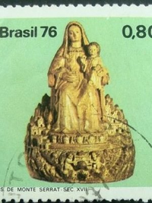 Selo postal do Brasil de 1976 N.S. Monte Serrat