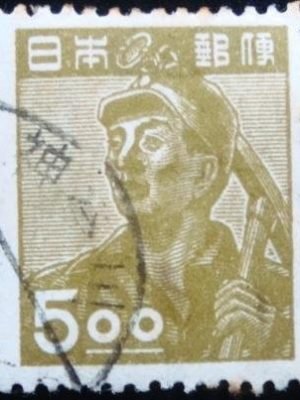 Selo postal do Japão de 1948 Mining