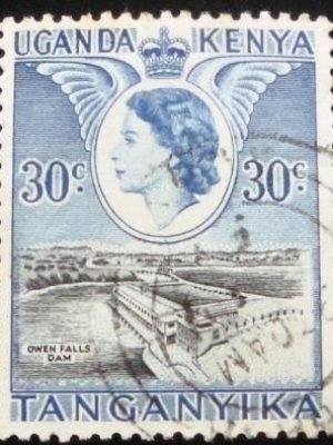 Selo postal da África Oriental Britânica de 1954 Owen Falls Dam