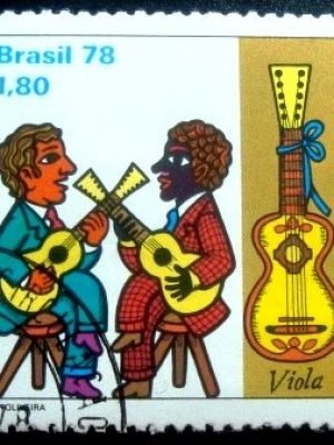 Selo postal do Brasil de 1978 Tocadores de Viola M1D
