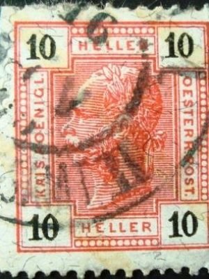 Selo postal da Áustria de 1905 Emperor Franz Joseph 10