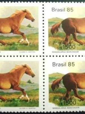 Quadra postal do Brasil de 1985 Mangalarga Marchador