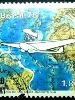 Selo postal do Brasil de 1978 Raid Savoia Marchetti