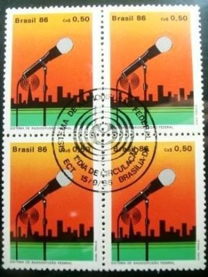 Quadra de selos postais do Brasil de 1986 Radiodifusão Federal