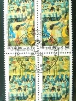Quadra de selos postais do Brasil de 1986 Paz de Candido Portinari