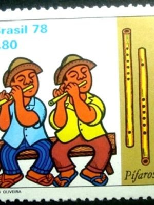 Selo postal do Brasil de 1978 Tocadores de Pífaros