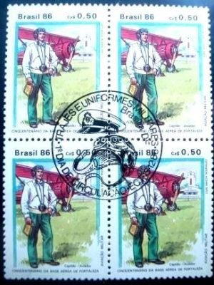 Quadra de selos postais do Brasil de 1986 Aviação - M1C