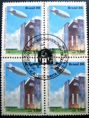 Quadra de selos postais do Brasil de 1986 Aeroporto Bartolomeu de Gusmão
