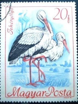 Selo postal da Hungria de 1968 White Stork NCC