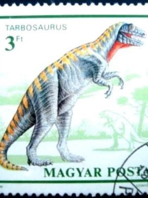 Selo postal da Hungria de 1990 Tarbosaurus