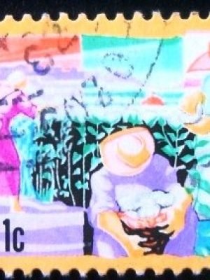 Selo postal de Malta de 1981 Cotton Production