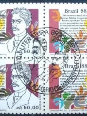 Quadra de selos postais do Brasil de 1988 Raul Pompéia