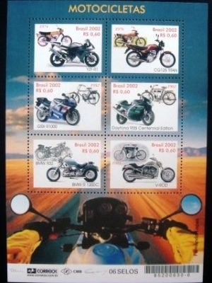Bloco postal do Brasil de 2002 Motocicletas