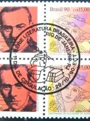 Quadra de selos postais do Brasil de 1990 Guilherme de Almeida