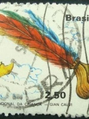 Selo postal do Brasil de 1979 Peteca