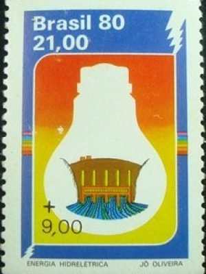 Selo postal do Brasil de 1980 Energia Hifrelétrica
