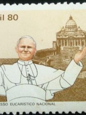 Selo postal de 1980 Papa e a Basílica - C 1149 M