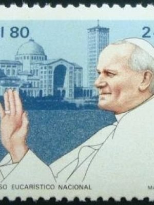Selo postal de 1980 Papa em Aparecida