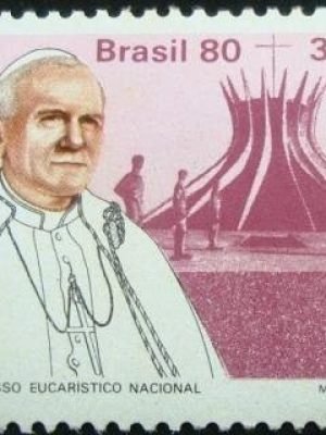 Selo postal do Brasil de 1980 Papa em Brasília - C 1152 N