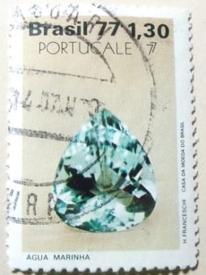Selo Postal do Brasil de 1977 Água Marinha