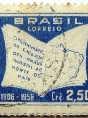 Selo postal do Brasil de 1956 Irmãos Maristas
