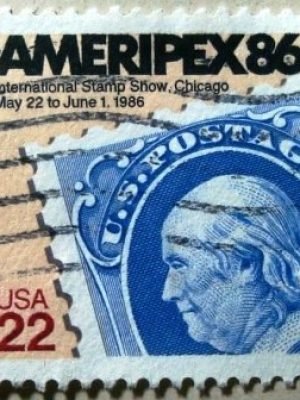 Selo postal dos Estados Unidos de 1985 AMERIPEX '86