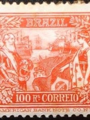 Selo postal do Brasil de 1908 Abertura dos Portos