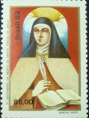 Selo postal do Brasil de 1982 Santa Teresa de Jesus