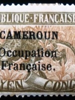 Selo postal de Camarões de 1916 Leopard