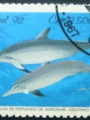 Selo postal do Brasil de 1992 Golfinho