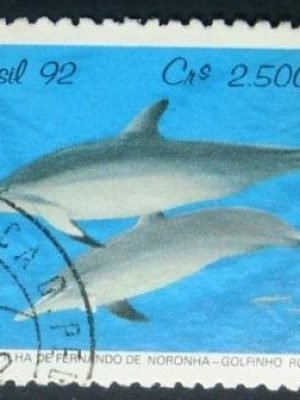 Selo postal do Brasil de 1992 Golfinho