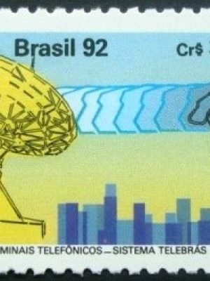 Selo postal do Brasil de 1992 TELEBRÁS M