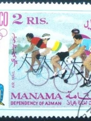 Selo postal de Manama de 1968 Cycling NCC