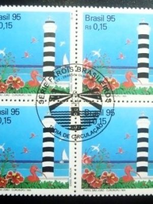Quadra de selos postal do Brasil de 1995 Farol São João