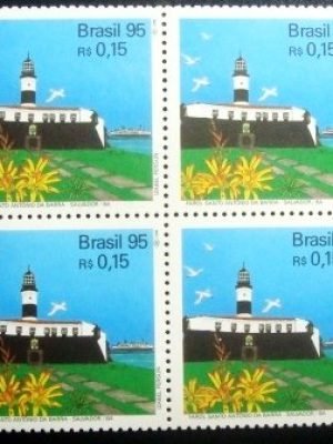 Quadra de selos do Brasil de 1995 Farol Santo Antonio da Barra