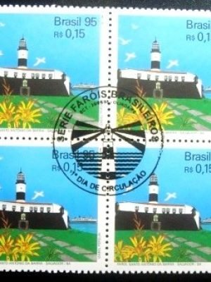 Quadra de selos postais do Brasil de 1995 Farol Santo Antonio da Barra