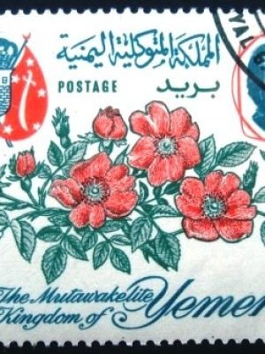 Selo postal do Reino do Iêmen de 1965 Roses