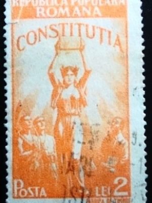 Selo postal da Romênia de 1948 New Constitution 2