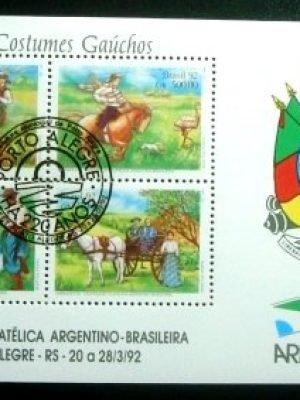 Bloco postal de 1992 ARBRAFEX 92 220 Anos Prefeitura Porto Alegre