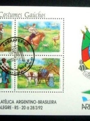 Bloco postal do Brasil de 1992 ARBRAFEX 92 Imprensa Filatélica