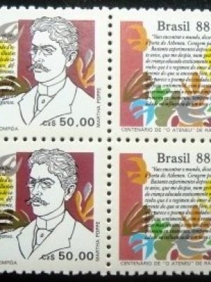 Quadra de selos postais do Brasil de 1988 Raul Pompéia