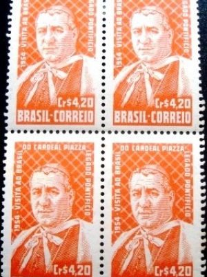 Quadra de selos postais do Brasil de 1954 Cardeal Adeodato Piazza N