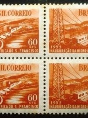 Quadra de selos postais do Brasil de 1955 Usina Paulo Afonso