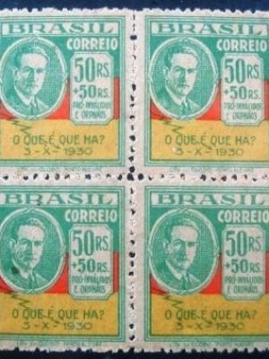 Quadra de selos postais do Brasil de 1931 Osvaldo Aranha N