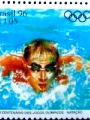 Selo postal do Brasil de 1975 Natação