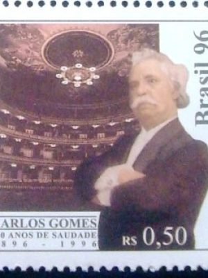 Selo postal do Brasil de 1996 Carlos Gomes