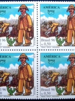 Quadra de selos postais do Brasil de 1996 Vaqueiro