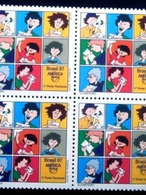 Quadra de selos postais do Brasil de 1997 O Carteiro