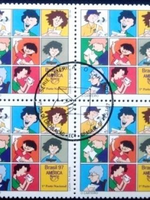 Quadra de selos postais do Brasil de 1997 O Carteiro