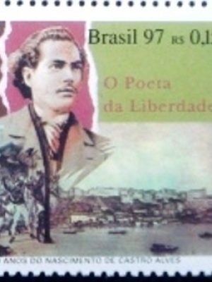 Selo postal do Brasil de 1997 Castro Alves